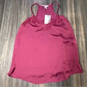 Nine West Red Cami Top Lace Trim Sleeveless Blouse Tank Top Women's Size S